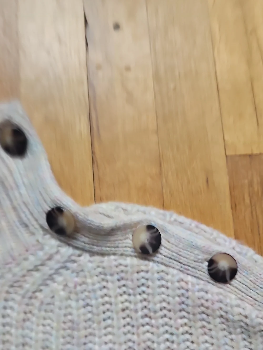 J. Crew Cream Wool Alpaca Wide Button High Neck Mottled Green And Pink Sweater